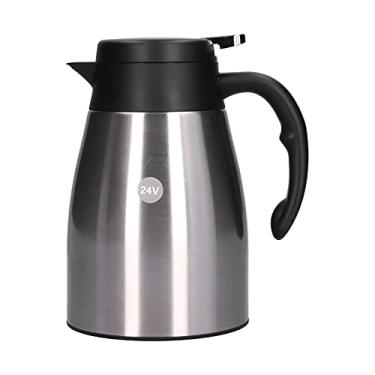 Imagem de Chaleira Elétrica Portátil de Aço Inoxidável para Carro de Caminhão 24V 1200ml Pote Aquecedor de Carro Com Base Preta Fosca Pote Aquecedor Elétrico Bule de Carro (24V1200ml