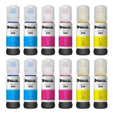 Imagem de Kit 12 Tintas Para T544 Ciano, Magenta, Amarelo para impressora L3210 