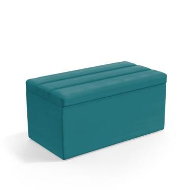 Imagem de Calçadeira Baú Ursa 90 para Cama de Solteiro Z-016 Sued Azul Turquesa 
