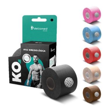 Imagem de Bandagem Elástica Adesiva Kinesiológica Dellamed, Azul