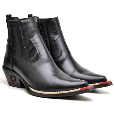 Imagem de Bota Country Masculina Couro Bico Fino Cano Médio Conforto - Fakcini, 