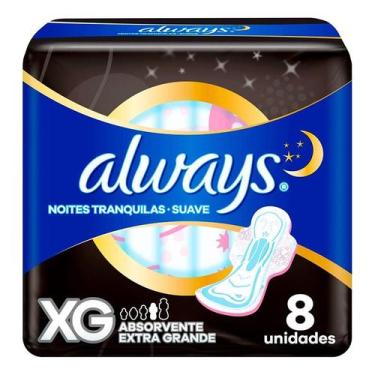 Imagem de Absorvente Always Noites Tranquilas Suave Com Abas Tamanho XG 8 Unidad
