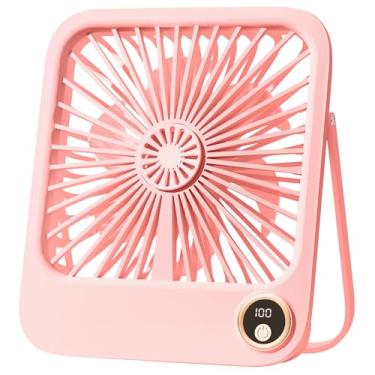 Imagem de Fanadith Mini ventilador de mesa USB, ventilador de mesa pequeno, 5 velocidades, vento forte, rotação de 180°, ventilador de mesa portátil silencioso bateria recarregável para casa (rosa)
