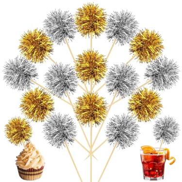 Imagem de MEMOVAN Foil Firework Cupcake Toppers 100PCS Sparkle Tinsel Cake Toppers Tinsel Drink Stirrer Gold Silver Cake Cupcake Decoration Cocktail Picks for Birthday Wedding Graduation Party Sipplies