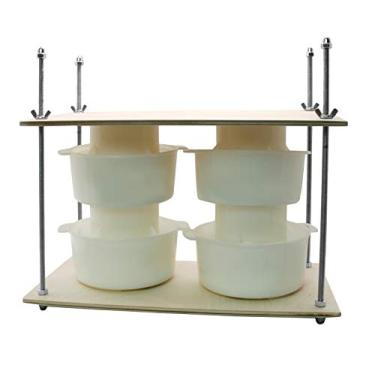 Imagem de Prensa de queijo para fazer queijo de 40,6 cm – Kit de preparação de queijo com prensa de queijo e 4 moldes de queijo 1,2 L – prensa de cheese para fazer queijo doméstico Guias de metal 33 cm de