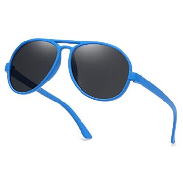 Imagem de LEICO FASHION Óculos de sol aviador à prova de estilhaçamento para bebês e meninas de 0 a 4 anos, Azul | Fumê, One size fits most