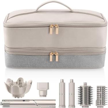 Imagem de Yuehuam Estojo de viagem para secador de cabelo, caixa de armazenamento de grande capacidade de camada dupla compatível com Dyson Airwrap/Shark Flexstyle Styler e bolsa de armazenamento de acessórios