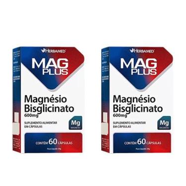 Imagem de Kit 2 Mag Plus Magnésio Bisglicinato 60 Capsulas. Herbamed
