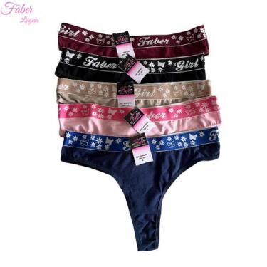 Imagem de Kit 6 Calcinhas Fio Dental De Algodão Conforto - Faber Lingerie, P