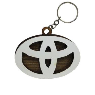 Imagem de Pacote 50 Chaveiros 3d Marca Toyota com Argola 4cm Mdf Madeira Decorad