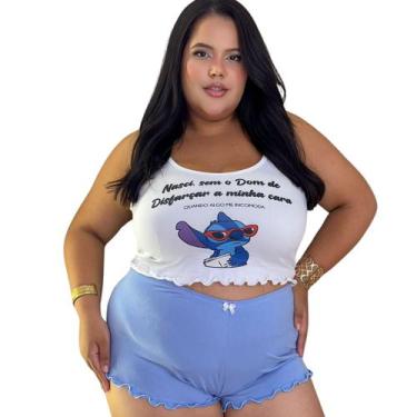 Imagem de Baby Doll Feminino Stitch  Pijama Plus Size Curto  - Isysser, Tamanho 
