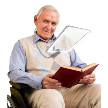 Imagem de BiNboubou Lupa de Leitura 5X Mãos Livres com 50 Luzes Led, Lupa de Pescoço de Ganso Flexível de Página Inteira para Leitura, Reparo, Costura, Ponto Cruz, Baixa Visão E Idosos