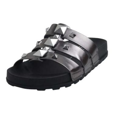 Imagem de Chinelo Feminino Rasteiro Slide Pins Casual Moleca, Grafite, Preto, 37