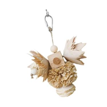 Imagem de Generic Gaiola de brinquedo de mastigar decorada, exercício de treinamento, limpeza de dentes de madeira, conjunto de brinquedos de hamster para conures, Bola de Seda de Milho