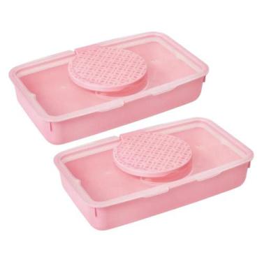 Imagem de 2 Porta Lenço Umedecido Portátil Plástico Bebê Menino Menina - PLASUTI