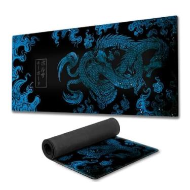 Imagem de Mouse Pad Gamer Dragão Chinês Premium fundo de borracha 90x40cm 900x400 80x30cm 800x300 speed gamer mousepad 90x40 (Blue, 80x30cm)