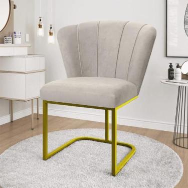 Imagem de Cadeira Flor Pés Metal Reforçado Dourado Mesa Estudos Quarto - Balaqui