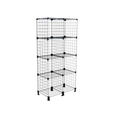 Imagem de Estante Organizadora de Livros e Discos de Vinil LPs com Nichos 40x40cm Prateleira Multiuso Livreiro de Aço Ideal para Roupas (Preto, 8 Nichos (165x80x40cm))