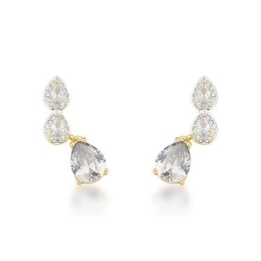 Imagem de Brinco Earcuff Três Gotas Banhado a Ouro 18k - Atraktiva Joias