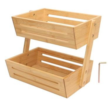 Imagem de Cesta de frutas de Vomeko para cozinha, cesta de frutas de bosbu, 2 camadas de fruta, boche de fruta b -fruta organizador de armazenamento de vegetais para bancada de cozinha