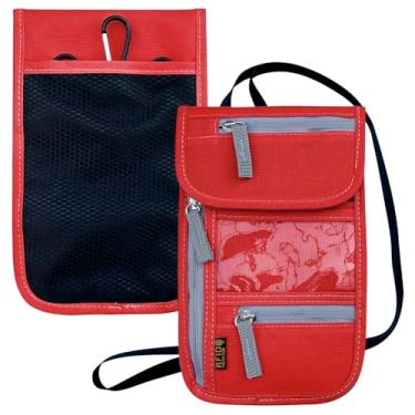 Imagem de Carteira de pescoço de viagem, porta-passaporte com bloqueio de RFID com alça de pescoço ajustável para homens e mulheres para manter dinheiro, cartões de crédito e documentos de viagem seguros