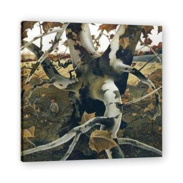 Imagem de Impressão em tela The Hunter Andrew Wyeth - Arte de realismo americano, aquarela e pintura de têmpera de ovo para decoração de casa 30 x 30 cm