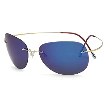 Imagem de Óculos de sol polarizados com armação de titânio sem aro da Eyekepper, Aviator Gold Frame
