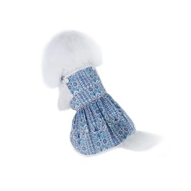 Imagem de INGSIST Roupa azul com flores para cães tamanho PP P M G GG pequeno médio feminino filhote de cachorro animal de estimação aniversário férias vestidos