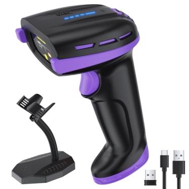 Imagem de Tera Scanner de código de barras profissional com interruptor de energia indicador de nível de bateria 4400 mAh bateria substituível suporte montável na parede 1D 2D QR funciona com Bluetooth 2.4G sem
