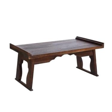 Imagem de Mesa de Centro Mobília antiga asiática, mesa de chá japonesa dobrável, perna retangular, móveis para sala de estar, mesa de centro de café de madeira dobrável Mesa de Chá