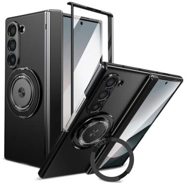 Imagem de HAO RIYLN Capa magnética para Samsung Galaxy Z Fold6, capa de telefone ultrafina à prova de choque com suporte de suporte, capa de carregamento sem fio, preta, Z FOLD6