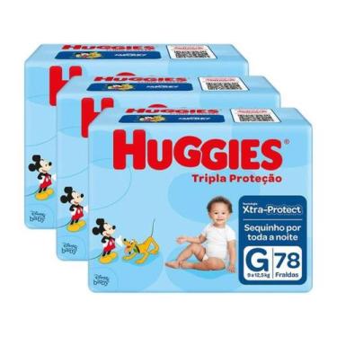Imagem de Fralda Huggies Disney Tripla Proteção Tam G de 9a 12,5 kg kit 03 pctes