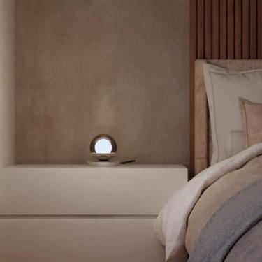 Imagem de Kit 2 Luminarias De Mesa Abajur Quarto Dormitorio De Casal Decorativo Lampada Incluso Bivolt (Escovado Globo Fume)