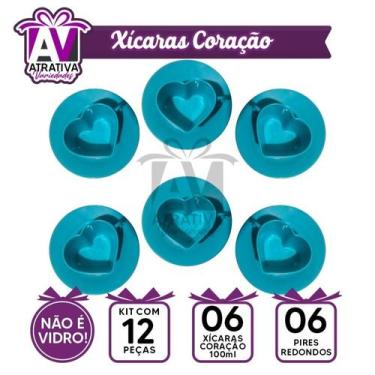 Imagem de Canto do Café 6 Xicaras de Coração com 6 Pires Redondo - sem marca, TI