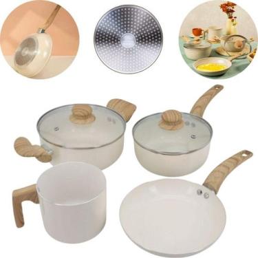Imagem de Jogo De Panelas 4 Peças Cerâmica Vanilla Panelas E Frigideira - Thika