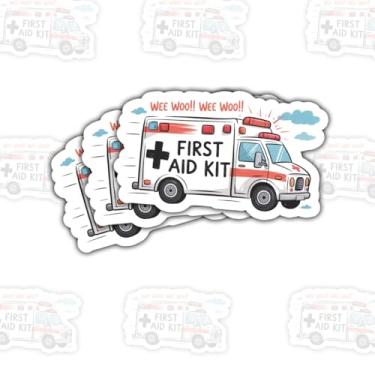 Imagem de Kit de primeiros socorros com adesivo Wee Wooo de 3 peças – Adesivo de vinil meme médico engraçado à prova d'água para laptop, garrafa de água, caderno, copo – presente para enfermeiros, paramédicos