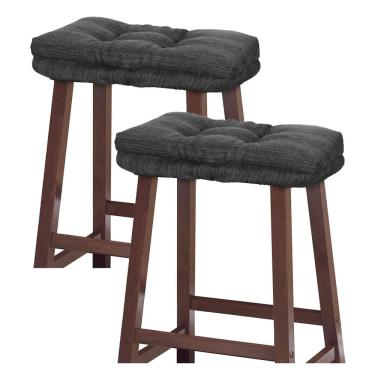 Imagem de Almofada de banco baibu, conjunto de 2 retangulares supermacios, cinza-preto