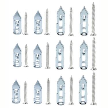 Imagem de TOOMYAUTO Kit de 200 peças de anchos de dilatação de drywall, 2 tamanhos de âncoras de parede de aço banhado a zinco prata resistente com 4 tamanhos de expansão diferentes, conjunto de parafusos, sem
