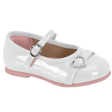 Imagem de Sapato Sapatilha Infantil Molekinha Festa Coração Branco Verniz