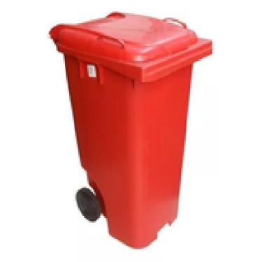 Imagem de Conteiner Lixeira Plastico 120 Litros Com Rodas De 200mm - JSN, Vermel