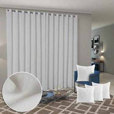 Imagem de Cortina 3M X 2,50M Com 4 Capas De Almofadas Tecido Rústico - PaulomCes