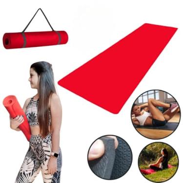 Imagem de Tapete Yoga MatConfortável Grosso Colchonete Tatame Exercício em Casa(Vermelho,Sem Alça)