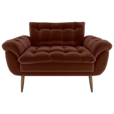 Imagem de Sofá Namoradeira Pequeno Confortável 1,25 Larg Xangai Matrix Veludo Ferrugem
