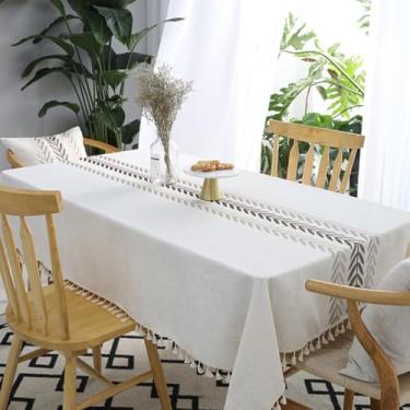 Imagem de KAIJIE Toalha de mesa Home Fashions de algodão e linho, estampa de folhas com borlas, para uso formal ou diário, 90 x 90 cm, cor café