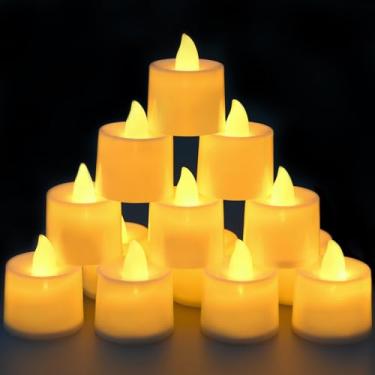 Imagem de KOABY Pacote com 50 velas votivas sem chama, duram 8h +, sem temporizador, sem cintilação para decoração (pacote com 50, amarelo quente)