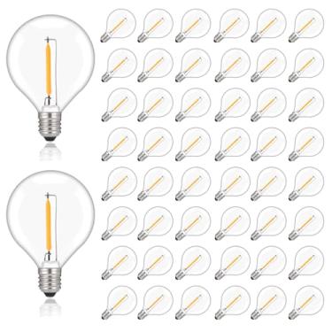 Imagem de ALAMPEVER Lâmpadas de substituição LED G40 para cordão de luzes, lâmpadas globo inquebráveis, lâmpada de filamento LED equivalente a 5W, base E12, branco macio 2700K, 50 LM, 1W, não regulável, pacote