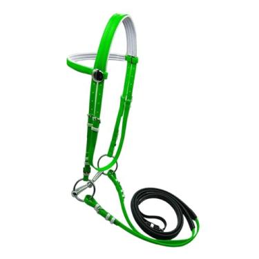 Imagem de oshhni Rédea de cavalo com rédea, coleira de cabeça, corda versátil para guiar cavalos, cabresto para clube, fazenda, curso de adestramento, 135mm