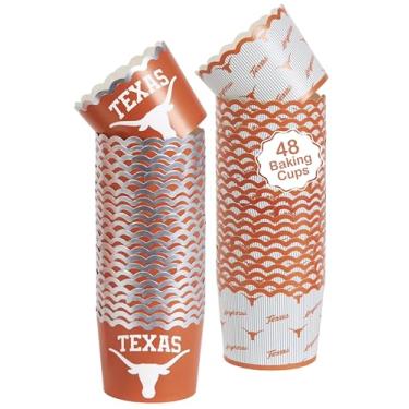 Imagem de Copos de cozimento da Universidade do Texas (48 peças) para decorações de futebol, aniversário e festa de formatura da UT Longhorns (Texas Longhorns)