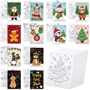 Imagem de Anseal Paquete de 12 Lienzos Navideños Pre Dibujados de 5"x7" para Pin