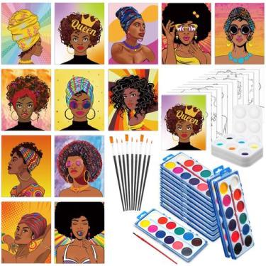Imagem de Kit de pintura em tela Ctosree 12 conjuntos com tintas e pincéis 20x25